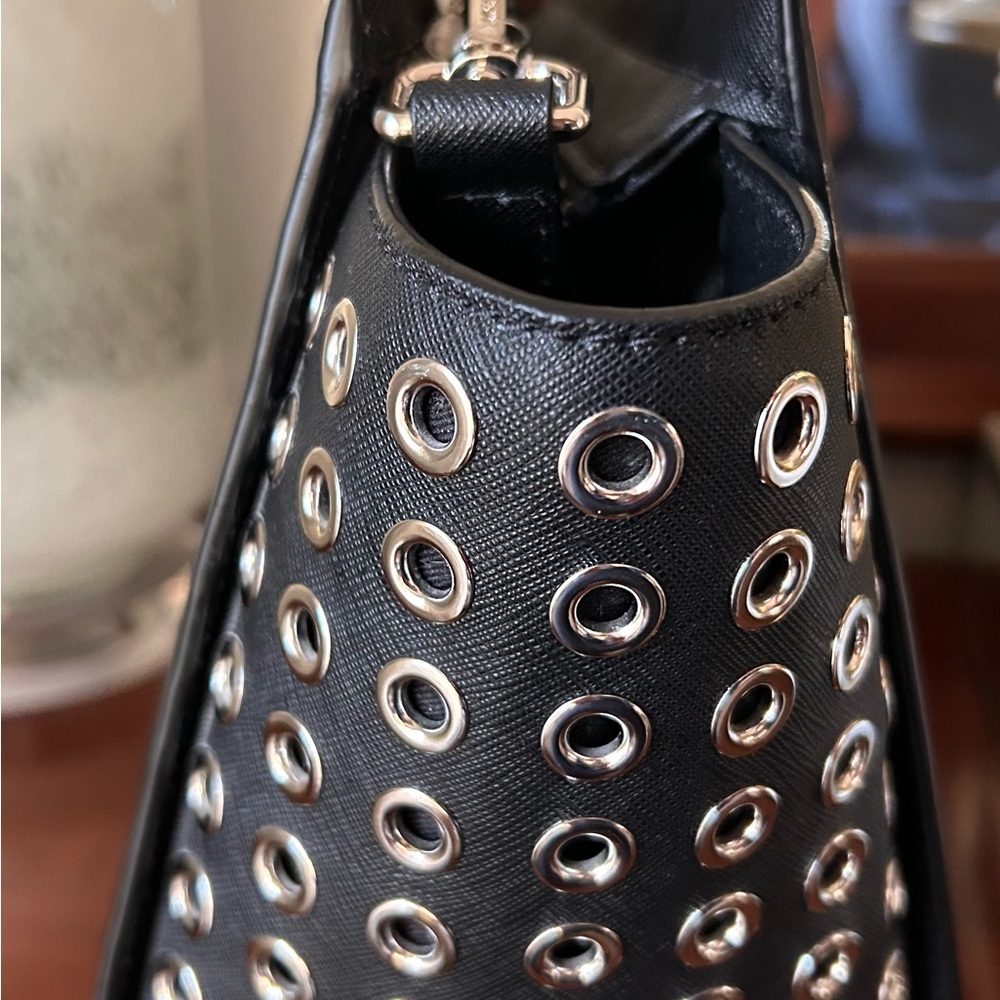 Michael Kors Selma Black Tote with Silver Grommets - Picture 4 of 8